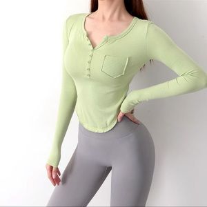 Green Long Sleeve Yoga Top
